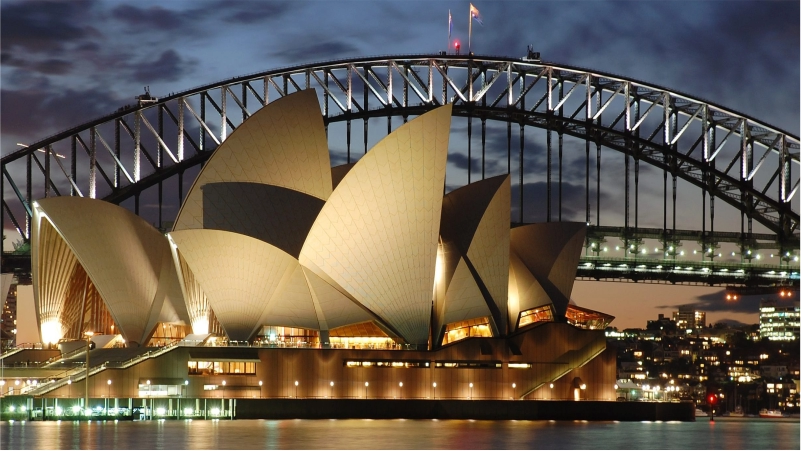 Teatro y puente en Sydney Australia